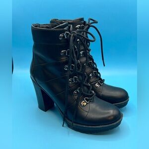BCBG Black Lace-Up High Heel Boots
